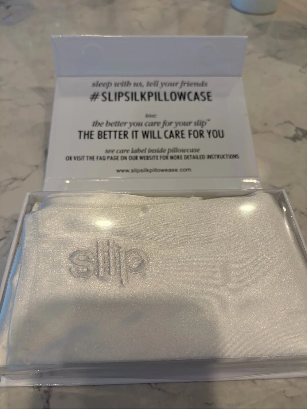 slip White Silk Pillowcase with Embroidered Logo